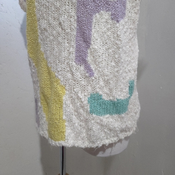 Settabello | Vintage Colorful Abstract Knit short sleeve Sweater - Picture 5 of 10